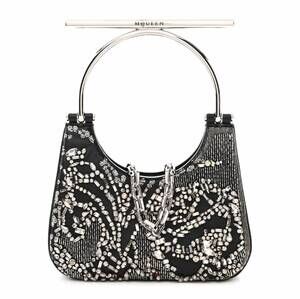 NEW ALEXANDER MCQUEEN women's 6990 mini t-bar crystal & bead embellished bag in